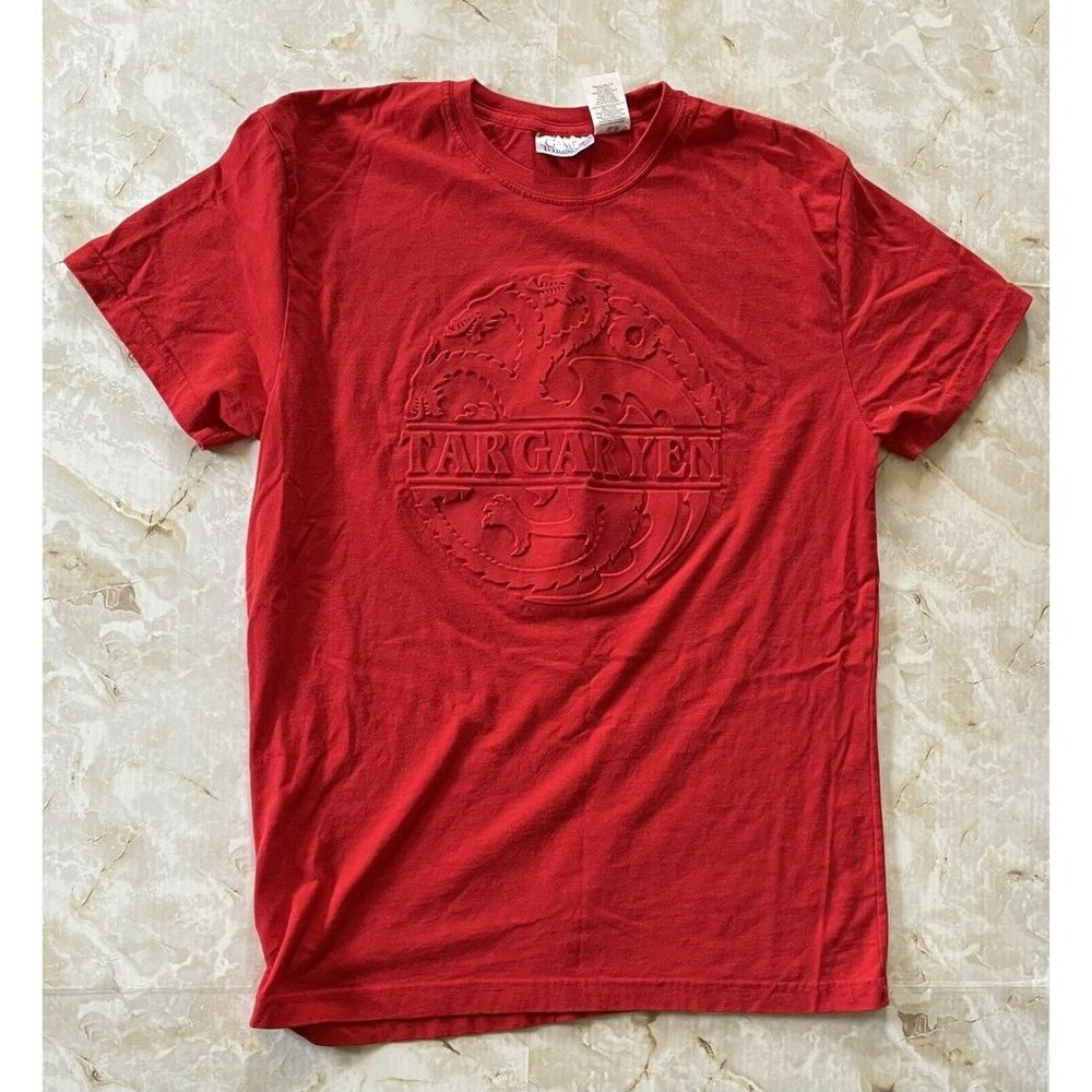 Game of Thrones Targaryen Adult XL Size Red  Embossed T-Shirt